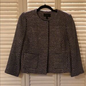 J. Crew Bolero Style Cropped Jacket Sz 6 3/4 Sleeve Navy, Black, White, and Gold